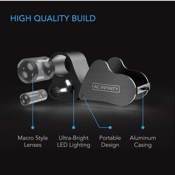 Our Affiliates - AC Infinity Jewelers Loupe, Pocket Magnifying Glass with LED Light & Dual Lenses, 30x 60x Zoom - Image 2