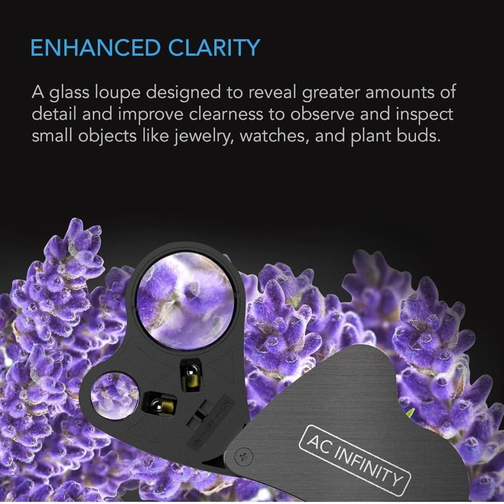 Our Affiliates - AC Infinity Jewelers Loupe, Pocket Magnifying Glass with LED Light & Dual Lenses, 30x 60x Zoom