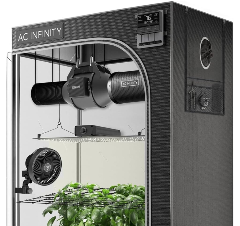 Our Affiliates - AC Infinity Advance Grow System 4x4, 4-Plant Kit, WiFi-Integrated Grow Tent Kit, Automate Ventilation, Circulation, Schedule Full Spectrum Samsung LM301H LED Grow Light, 2000D Mylar Tent
