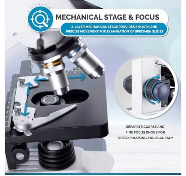 Our Affiliates - AmScope B120C Series Student & Professional LED Binocular Compound Microscope - 40X-2500X Magnification - Features Siedentopf Head & 3D Mechanical Stage - Image 4