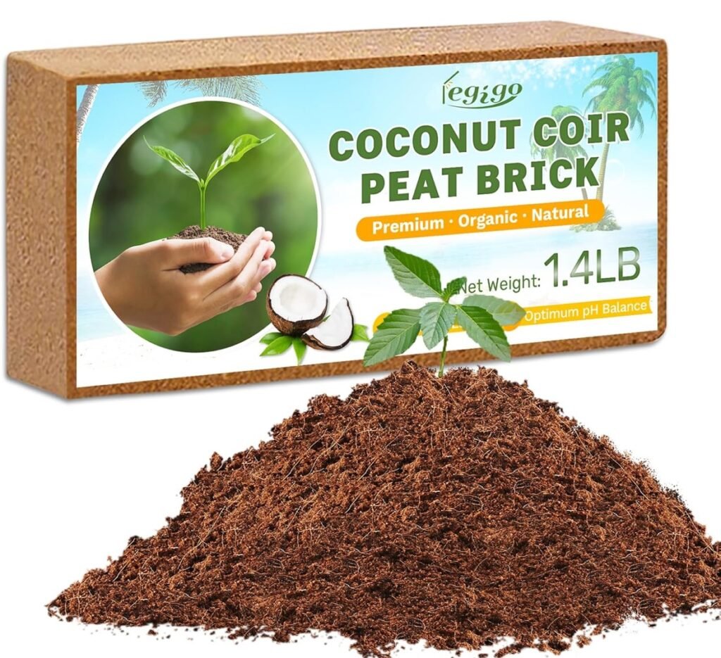 Legigo Pack of 1 Organic Coco Coir Bricks- 100% Natural Compressed Coco Peat Brick Coconut Fiber Substrate with Low EC& pH Balance, Coir +- 1.4lbs (625g)
